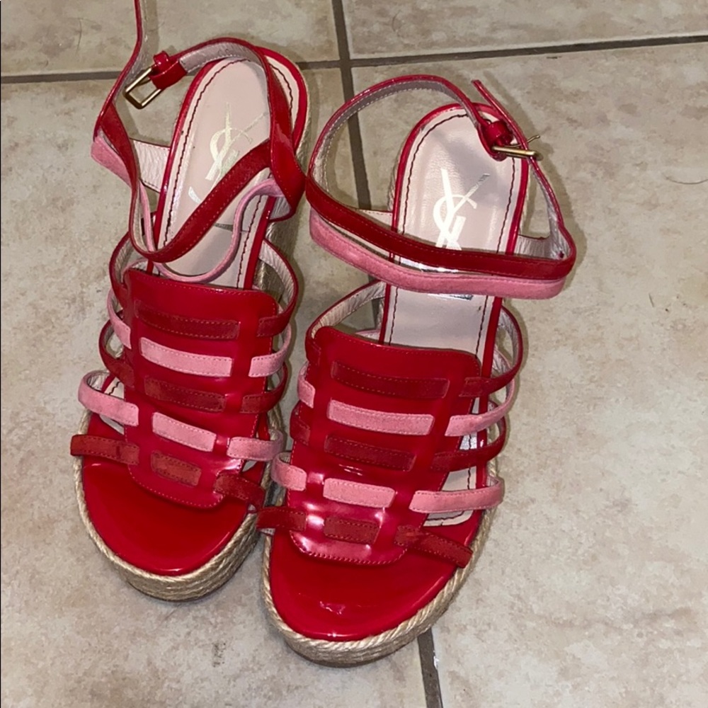 Yves Saint Laurent red wedges